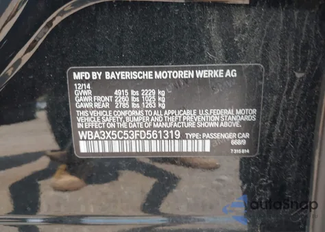 2015 BMW 328I Gran Turismo xDrive from USA, damaged, VIN WBA3X5C53FD561319